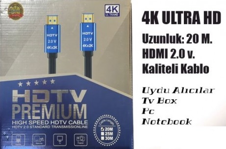 NIVATECH NTC-1215 20MT 2.0V 4K 19+1 ALTIN UÇLU HDMI KABLO 20METRE HDMI 4K